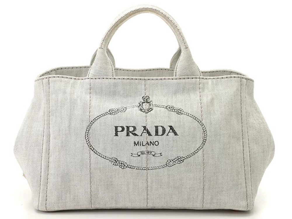 Prada Canapa Tote Bag Denim Bianco